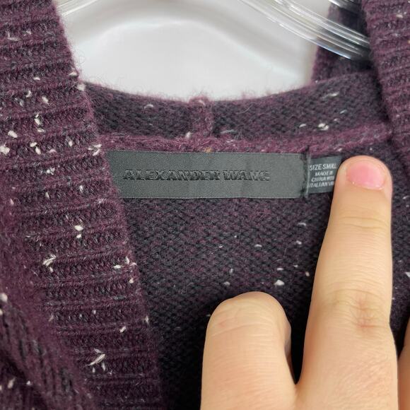 Alexander Wang Plum Pullover Hooded Sweater Women's Small Petite Cashmere Blend - Picture 7 of 11